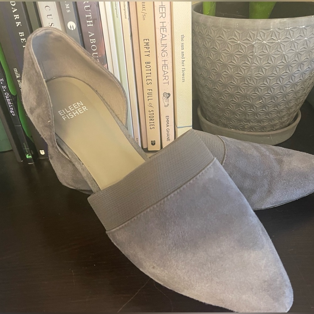 Eileen Fisher d’orsay grey suede flats (size 9.5)